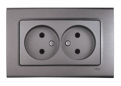 Розетка подвійна без заземлення Viko Linnera Life без шторок без кришки сірий граніт