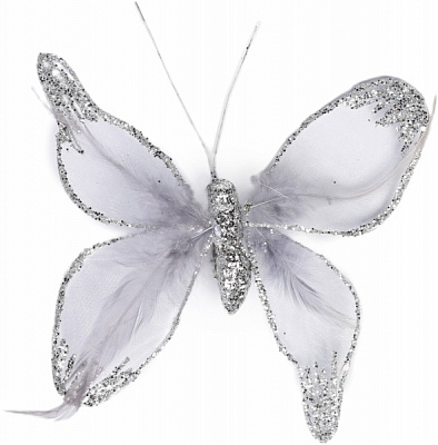 Декорация новогодняя Бабочка в ассортименте 20 см 