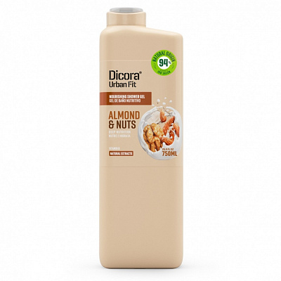 Гель для душа DICORA Urban Fit с витамином B Миндаль и орехи 750 мл