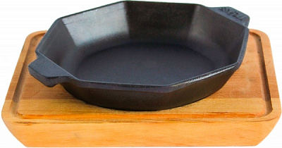 Сковорода чавунна порційна восьмикутна з підставкою 8х140х25 мм HoReCa Brizoll