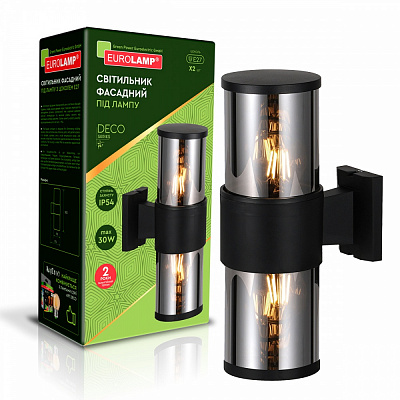 Светильник настенный Eurolamp DECO garden E27 IP54 черный BRA-2xE27(DECO)C