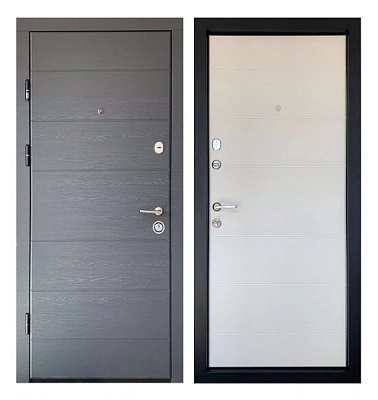 Двері вхідні Міністерство дверей КС-202+ (квартира) грифель горизонт / пломбір горизонт 2050x960мм ліві