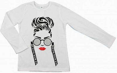 Футболка с длинным рукавом Danaya р.152 белый с рисунком ШЯ19-37 