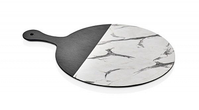 Дошка сервірувальна кругла з ручкою Marble-Black d-35 см Külsan