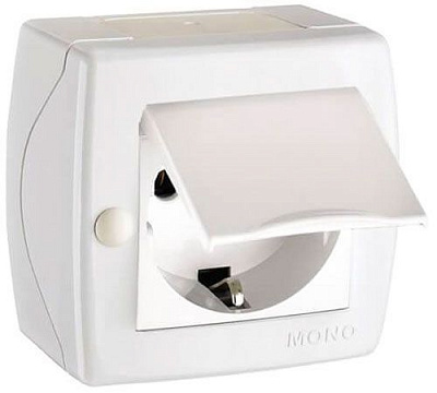 Розетка с заземлением Mono Octans с крышкой белый 104-010107-118