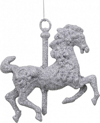 Елочная игрушка Лошадка серебряная 13x12x3 см SD22-213 