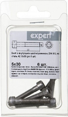 Болт метрический DIN912 5x30 мм 6 шт.