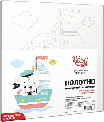 Холст на картоне с контуром Кораблик мечты 20х20 см Rosa Start 