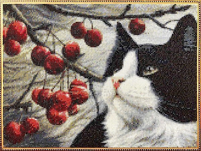 Набор для творчества со стразами на подрамнике с принт. рамой Спелые вишни 40x50 см Діамантові ручки 