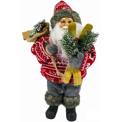 Фигура Дед Мороз красно-серый 30 см