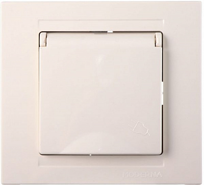 Розетка с заземлением Gunsan Moderna со шторками с крышкой кремовый MD 29 12 138