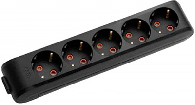 Колодка 16 А 230 В с заземлением 5 гн. черный 90134500 