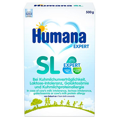 Сухая смесь Humana на основе изолятора соевого белка с рождения SL 500 г