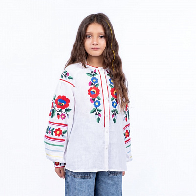 Вышиванка для девочек Эдельвика р.116 белый 177-23/00 