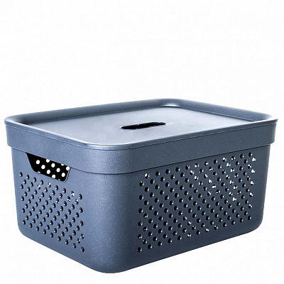 Корзина для белья Алеана Simple с крышкой 15 л гранит