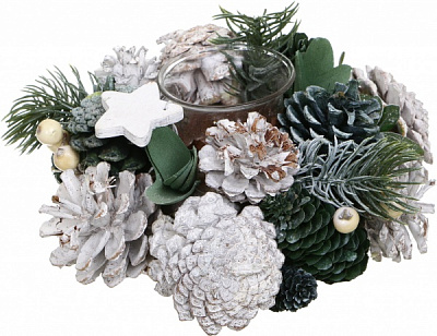 Декорація новорічна Підсвічник на 1 свічку з декором 18 см E581451D