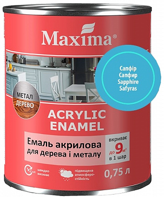 Акваемаль Maxima акрилова для дерева та металу сапфір шовковистий мат 0,75л