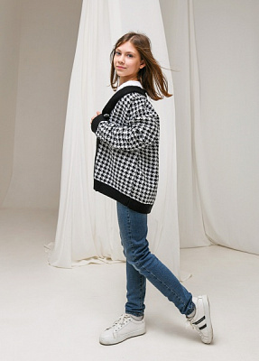 Кардиган для девочки ART KNIT Лапки р.152-158 черный 