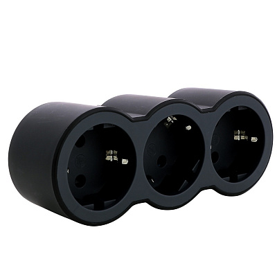 Трійник Legrand із заземленням 3 гн. чорний 694519