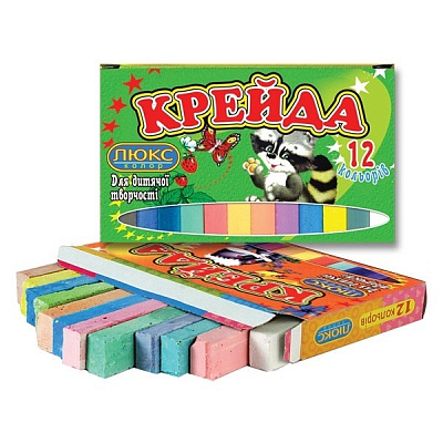 Крейда квадратна Люкс 12 кольорів Аркуш