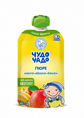 Пюре фруктовое Чудо-Чадо из манго, яблок и бананов 90 г 