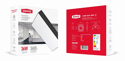 Светильник административный LED Maxus 36 Вт 4100 IP40 1-MSP-3641-SSB