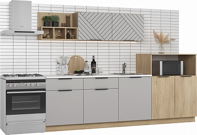 Кухня Грейд Мелания ДСП 2,7мшиншилла серая/дуб кремона торро/дуб кремона торро