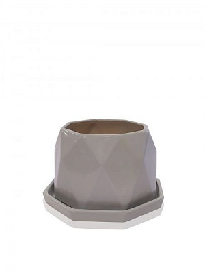 Горщик керамічний Eterna ромбічний 0,712л сірий кварц (PT 202-7,5 GQ)
