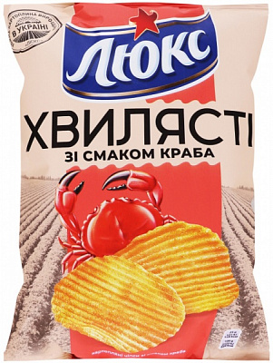 Чипсы Люкс со вкусом краба Волнистые м/у 125г