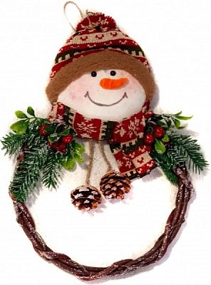 Декорація новорічна YIKANG підвісна сніговик d28 мм 210312