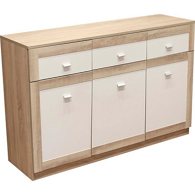 Комод Aqua Rodos Malaga 3S 3D /дуб сонома белый 