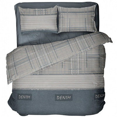 Комплект постільної білизни сімейний Denim сіро-синій UP! (Underprice)