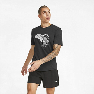 Футболка Puma RUN LOGO SS TEE M 52140101 р.M черный