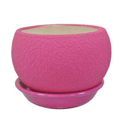 Горшок керамический Ориана-Запорожкерамика Шар шелк круглый 4,1л малиновый 