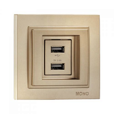 Розетка USB двойная Mono Electric Despina титан 102-222205-178