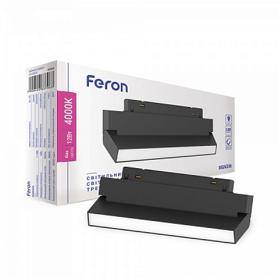 Магнитный трековый светильник 12 Вт 4000 К черный Feron MGN306 12W 