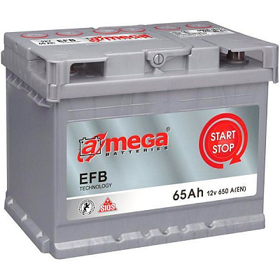 Аккумулятор автомобильный A-MEGA EFB 65А 12 B «+» справа
