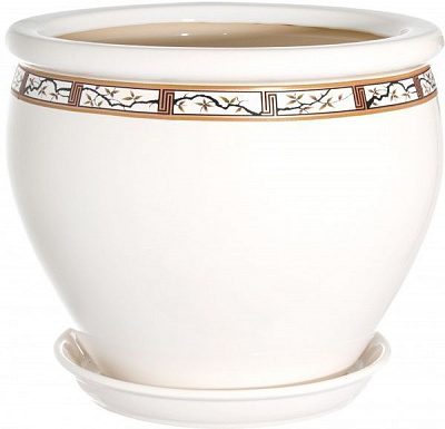 Горщик керамічний Оріана-Запоріжкераміка В'єтнам №4 шовк круглий 1,5л білий (011-4-003)