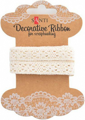 Стрічка мереживна стрічка бежева, 12мм, 2м. 741364