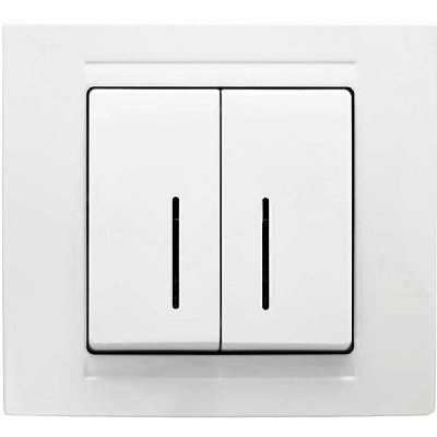 Вимикач двоклавішний Gunsan Moderna з підсвіткою 16 А 250В IP20 білий MD 29 11 104