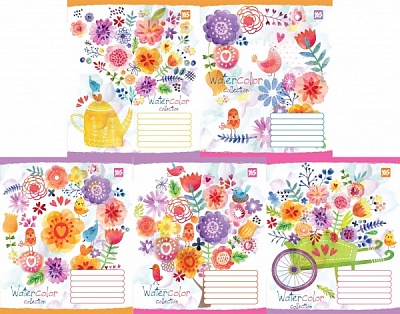 Комплект тетрадей Flower patterns 12 листов в клетку 25 шт. YES