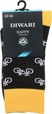 Шкарпетки чоловічі Conte HAPPY 17С-151СП, 057 р. 27 чорний із жовтим