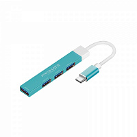 USB-хаб Promate USB-С LiteHub-4 3xUSB 2.0 + USB 3.0 blue