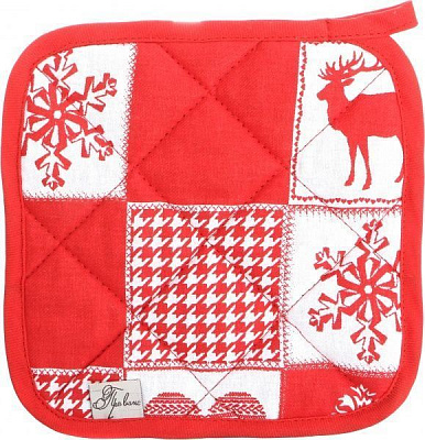 Прихватка Праздничная-Пэчворк 20x20 см красный Прованс 