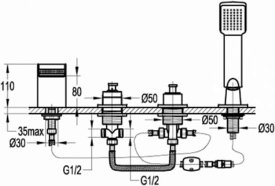 Смеситель для ванны Mixxen Виктория MXFH 8165-D68