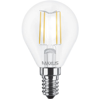 Лампа светодиодная Maxus FM G45 4 Вт E14 3000 К 220 В прозрачная 1-LED-547-01 