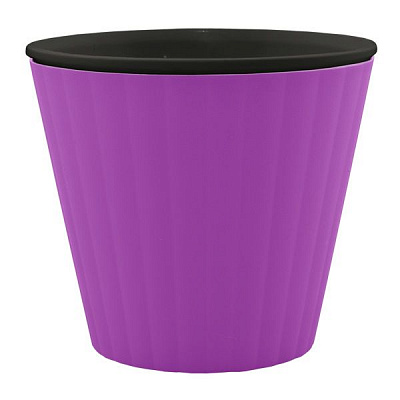 Горщик пластиковий Алеана Ібіс круглий 1,6л бузковий із чорним (114034)