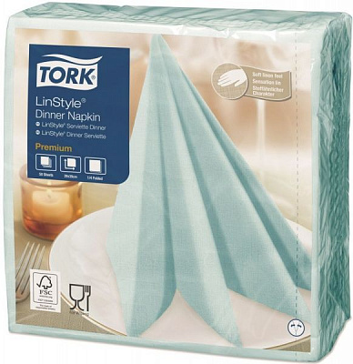 Серветки столові Tork LinStyle Premium 39x39 см лазурний 50 шт.