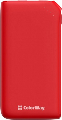 Зовнішній акумулятор (Powerbank) ColorWay Soft touch Ligthning + USB QC3.0 + USB-C PD 18W 10000 mAh red (CW-PB100LPE3RD-PD){