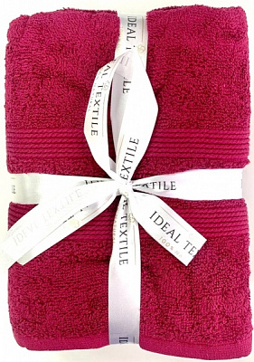 Набір рушників махрових 50x90 см молочний із бордовим Ideal